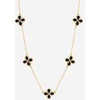 Inicio 14K Gold Plated And Jet Enamel Clover Necklace