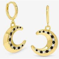 Inicio 14K Gold Plated Celestial Moon Charm Hoop Earrings