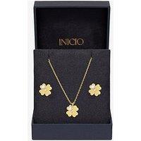 Inicio 14K Gold Plated And Cubic Zirconia Clover Set - Gift Box