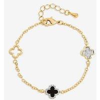 Jon Richard Gold Plated Pave And Jet Clover Bracelet