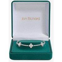 Jon Richard Rhodium Plated And Diamond Station Clover Bracelet - Gift Box
