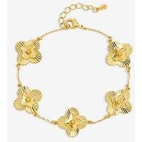 Inicio 14K Gold Plated Dimaond Cut Clover Station Bracelet