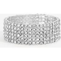 Mood Silver Crystal Multi Row Stretch Cuff