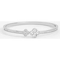 Jon Richard Rhodium Plated And Pave Clover Bangle