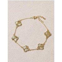 Jon Richard 14K Gold Plated Diamond Cut Clover Bracelet