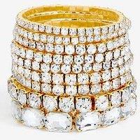 Mood Gold Crystal Multipack Stretch Bracelets - Pack Of 7