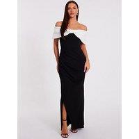 Quiz Black Contrast Bardot Maxi Dress
