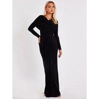 Quiz Black Draped Maxi Dress