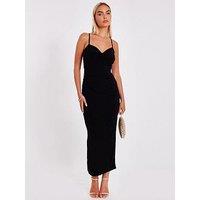 Quiz Black Knot Detail Midi Dress