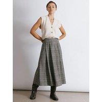 Albaray Check Pleat Midi Skirt - Grey
