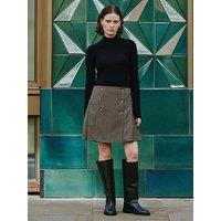 Albaray Houndstooth Short Pleated Skirt - Brown