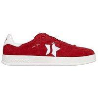Skechers Academy Court Charm Suede Overlay Lace-Up Trainer - Red
