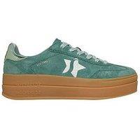 Skechers Academy Hi Elevated Essence Suede Overlay Lace-Up Trainer - Green