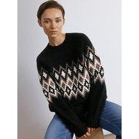 Albaray Chunky Fairisle Jumper - Black