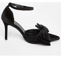 Quiz Wide Fit Black Velvet Bow Court Heels