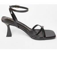 Quiz Black Cross Strap Flared Heels