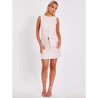 Quiz Pink Boucle Sequin Mini Skirt