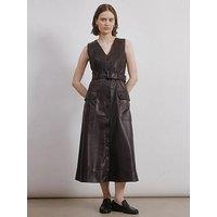 Albaray Faux Leather Belted Dress