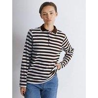 Albaray Stripe Polo Top - Brown