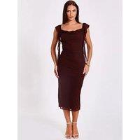 Quiz Brown Frill Midi Dress