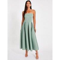 Quiz Light Green Bandeau Skater Dress