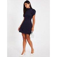 Quiz Navy Cap Sleeve Mini Dress
