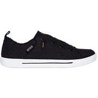 Skechers Bobs B Cute 2.0 Frayed Canvas Faux Lace Slip On Trainer - Black