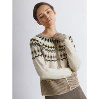 Albaray Fairisle Yoke Cardigan - Brown