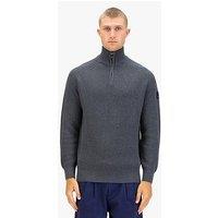 Luke 1977 Watton Plated Knitted Quarter Zip - Grey