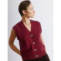 Albaray Dark Red V Neck Button Tank