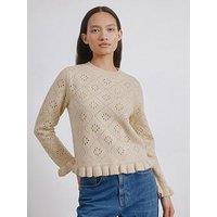 Albaray Pointelle Ruffle Jumper - Cream
