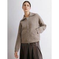 Albaray Wing Collar Knit Bomber - Cream