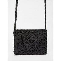 Quiz Black Crochet Cross Body Bag