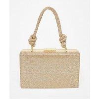 Quiz Gold Diamante Knot Top Handle Bag