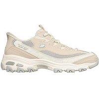 Skechers D'Lites Smooth Nostalgia Lace-Up Slip-Ins Trainer - Natural Leather