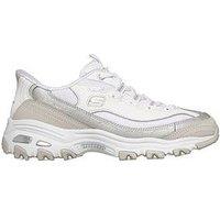 Skechers D'Lites Smooth Nostalgia Lace-Up Slip-Ins Trainer - White Leather