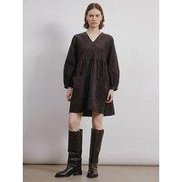 Albaray Short Cord Pocket Dress - Brown