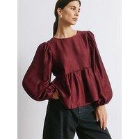 Albaray Crinkle Satin Top - Red