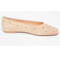 Quiz Cream Faux Suede Diamante Pumps
