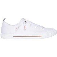 Skechers Bobs B Cute 2.0 Frayed Canvas Faux Lace Slip On Trainer - White
