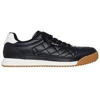 Skechers Bobs Billie Wild Comfort Quilted Faux Lace Trainer - Black Pu