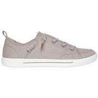 Skechers Bobs B Cute 2.0 Frayed Canvas Faux Lace Slip On Trainer - Taupe