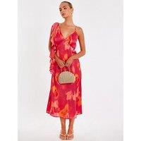 Quiz Pink Satin Marble Maxi Dress