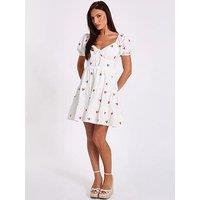 Quiz White Cherry Print Skater Dress