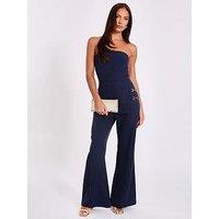 Quiz Navy Pinstripe Strapless Jumpsuit