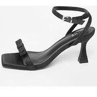 Quiz Black Diamante Bow Front Heels
