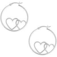 The Love Collection Sterling Silver Heart Outline Creole Hoops