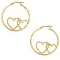 The Love Collection Gold Plated Sterling Silver Heart Outline Creole Hoops