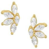 The Love Collection Gold Plated Sterling Silver Cz Half Flower Studs