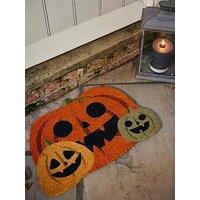 Very Home Shaped Halloween Pumpkin Doormat